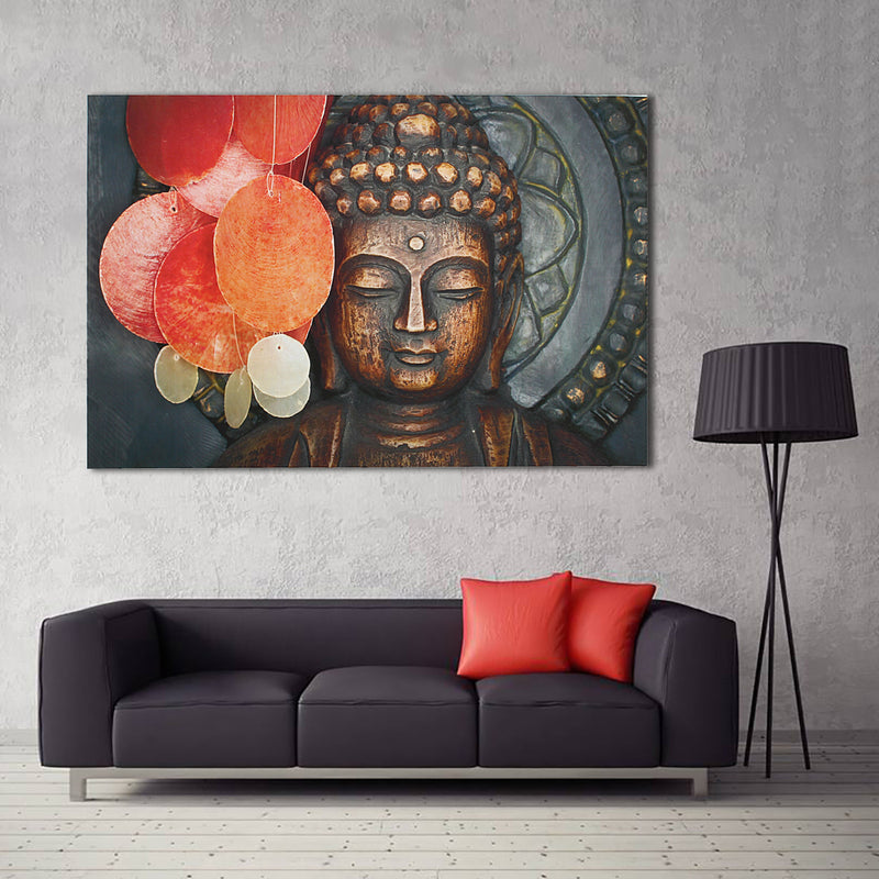 HD Statue Meditation Painting Print on Cambric Home Room Wall Sticker Art Decor