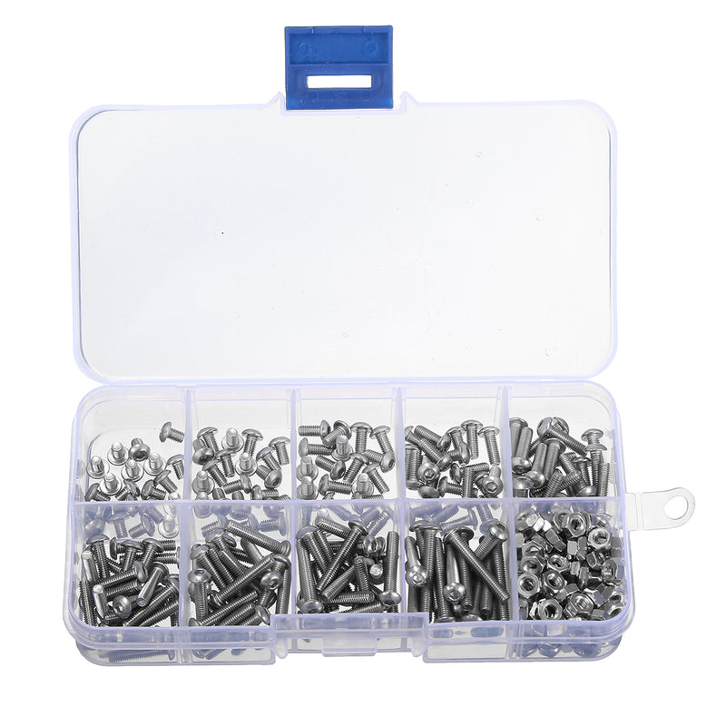 Suleve M3SS1 M3 Stainless Hex Socket Button Head Screws Allen bolt Nut Assortment Kit 340pcs