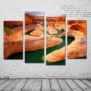Miico Hand Painted Four Combination Decorative Paintings Canyon River Wall Art For Home Decoration