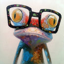Hand Painted Oil Paintings Animal Modern Art Happy Frog With Glasses On Canvas Wall Art For Home Decoration