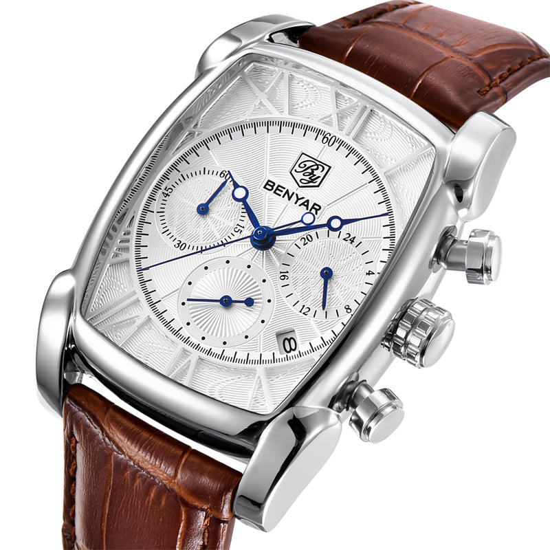 BENYAR 5113M Business Men Watch 3ATM Waterproof Date Display Leather Strap Quartz Watch