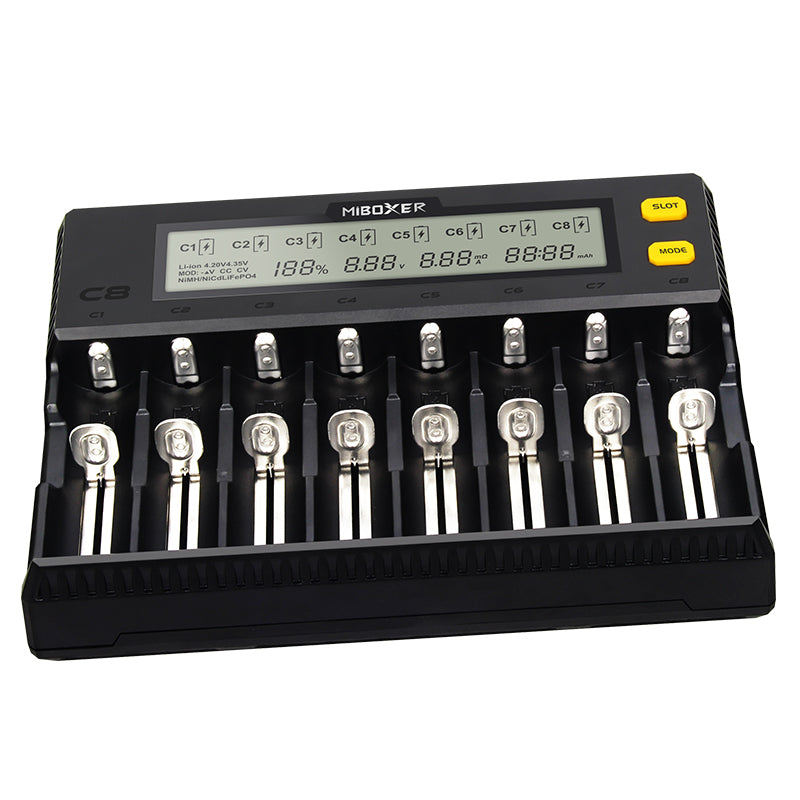 Miboxer C8 8 Slots Rapid Smart AA AAA 18650 Battery Charger Current Optional Overcharging Protection