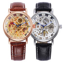 NORTH 1218 Waterproof Skeleton Men's Wrist Watch Gold Case Skeleton Hand Wind Mechanical Watches
