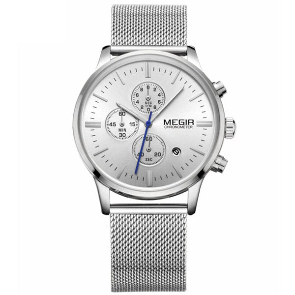 MEGIR 2011G Men Watch Luxury Ultra Slim Business Stainless Steel Strap Quartz Wrist Watch