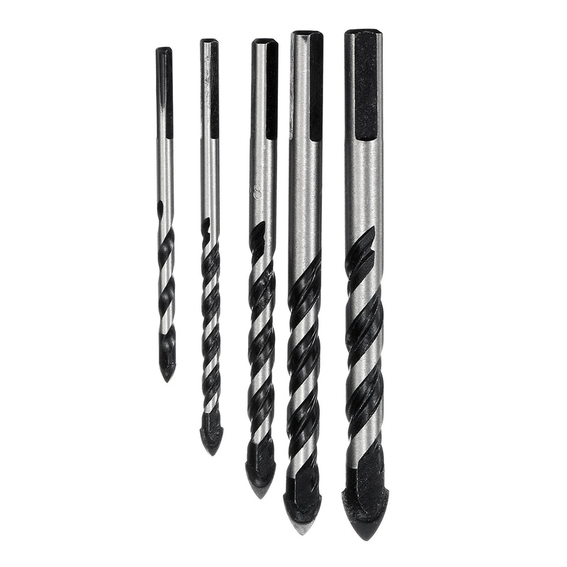 5pcs 5-12mm Black Triangle Twist Drill Bit Concrete Glass Ceramic Tile Marble Drill Bit Set