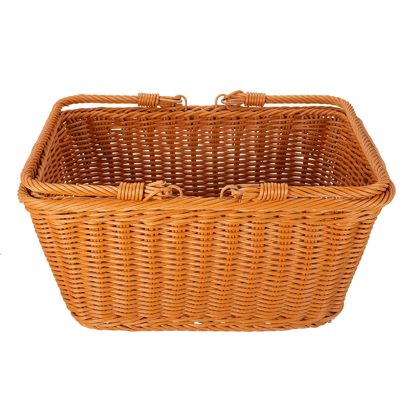 Square Woven Hand Storage Baskets Double Folding Handles Picnic Basket for Outdoor Living