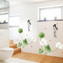 Miico SK9338 Lotus Painting Stickers Living Room And Bathroom Decorative Wall Sticker