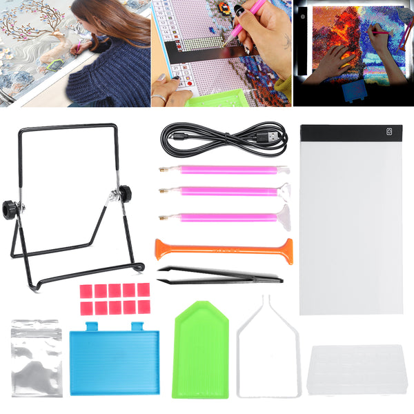 34Pcs LED Light Pad Board Stand Holder 5D Diamond Embroidery Paintings Tools Kit