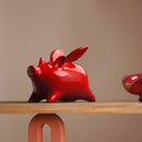 Geometry Flying Pig Decorations Piggy Bank Saving Money Coin Chinese Red Ornament from Xiaomi Youpin
