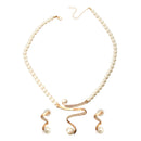 Elegant Pearl Rhinestone Jewelry Set 1 Pair Earrings 1 Pcs Necklace Women Jewelry Set