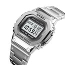SKMEI 1456 LED Chronograph Countdown Alloy Case Stainless Steel Waterproof Digital Watch Men Watch