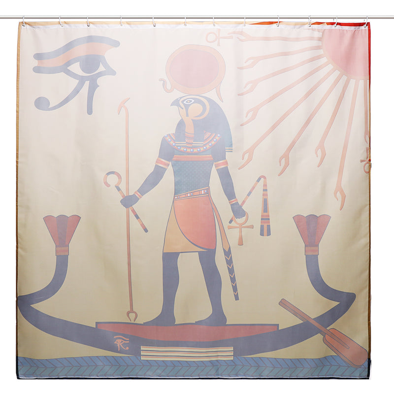 Waterproof Egyptian Style Shower Curtains With 12pcs Hooks Bathroom Toilet Rug Mat Set