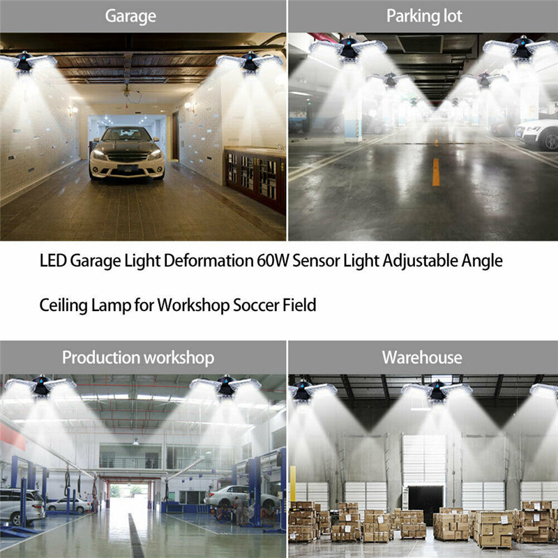 200W 240W 300W Waterproof Light Sensor E27 LED Bulb Deformable Garage Lamp Ceiling Workshop Lighting
