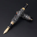 Jinhao Vintage Fountain Pen Double Dragon Playing Pearl 3D Embossed Pen Gray