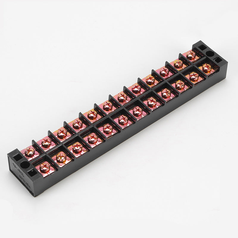 600V 45A 4/5/6/10/12 Poles Electrical Fixed Terminal Block Connector Plastic Insulating Cover