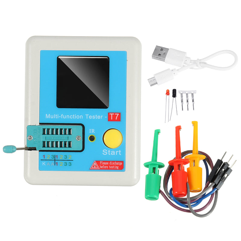 T7 New Transistor Tester TFT Diode Triode Capacitance Meter LCR ESR NPN PNP MOSFET IR Multifunction Tester Multimeter