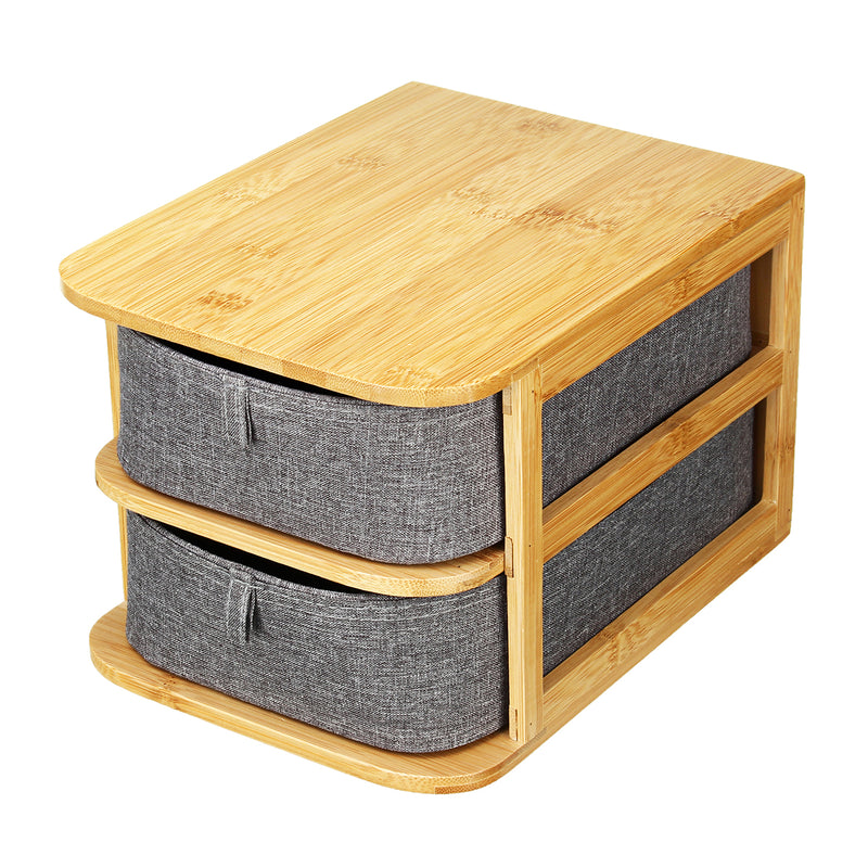 Grey Multi-Layer Mini Bamboo Desktop Drawer Sundries Case Storage Box Organizer Living Room Decorations
