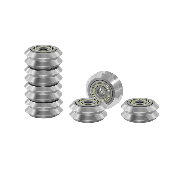 TWO TREES 10pcs Transparent Stainless Steel V-Slot Pulley Wheel with 625zz Double Bearing for V-slot 3D Printer