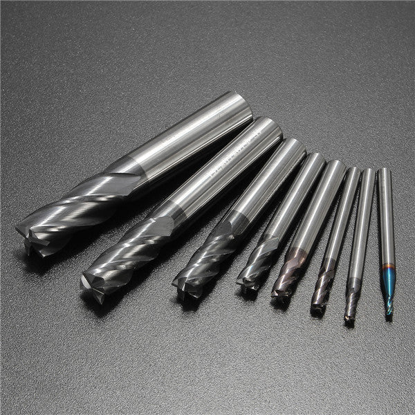8pcs 2-12mm Carbide End Mill 4 Flutes Tungsten Steel Milling Cutter CNC Tools Set