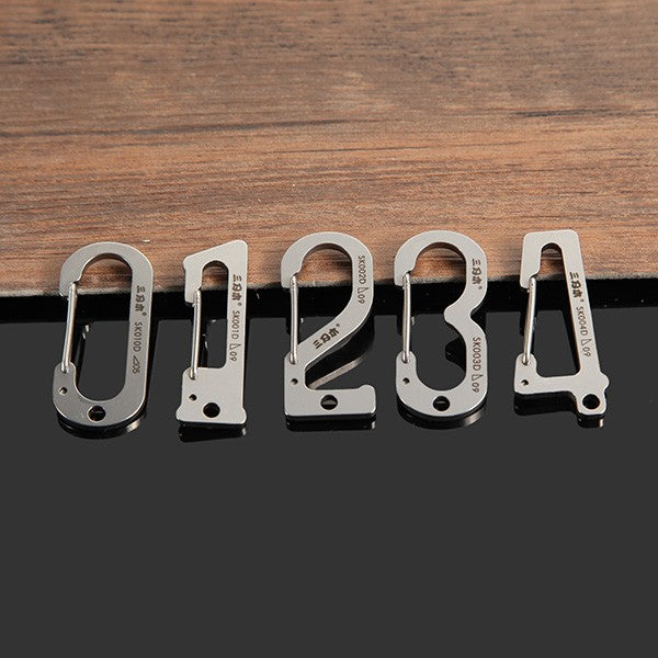 Sanrenmu SK010D Number Zero Stainless Steel Carabiner Tool Key Chain Lucky