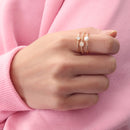 Multilayer Micro Zircon Artificial Pearl Inlaid Personality Ring