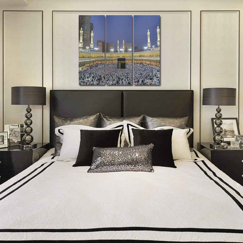 Miico Hand Painted Three Combination Decorative Paintings Islamic Religious Wall Art For Home Decoration