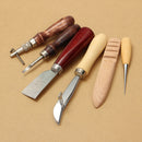 6pcs Wood Handle Leather Craft Tool Kit Leather Hand Sewing Tool Punch Cutter DIY Set