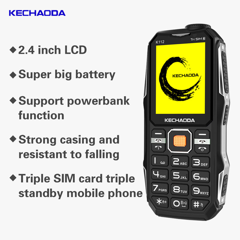 KECHAODA K112 2.4 Inch 3200mAh Power Bank With FM Flashlight Dual Camera 3 SIM Card 3 Standby Feature Phone
