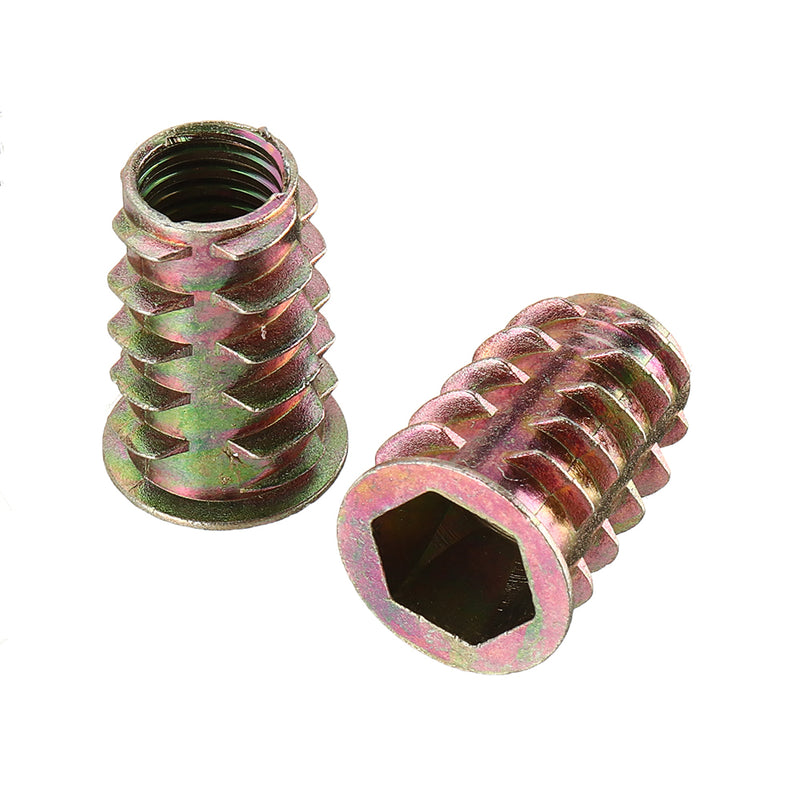 Suleve MXZN10 120Pcs Zinc Alloy Wood Furniture Hex Socket Drive Head Screw-in Threaded Insert Nut