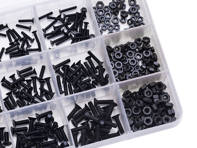 Suleve MXCH9 480Pcs M2 M2.5 M3 Flat Countersunk Head Hex Socket Screws Kit 10.9 Grade Machine Bolt Screw