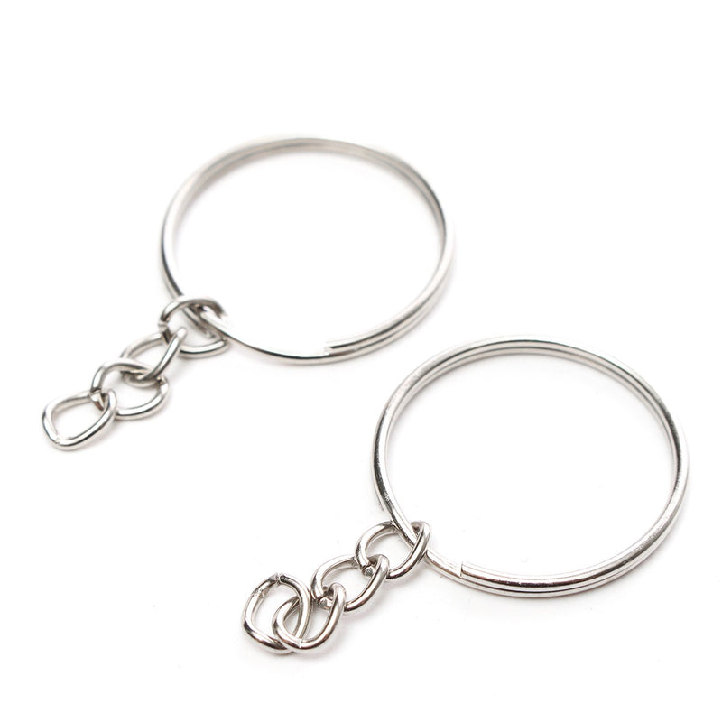 50pcs Bulk Split Metal Key Rings Keyring Blanks With Link Chains For DIY Craft