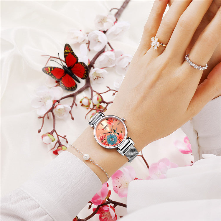 CURREN 9053 Ultrathin Casual Style Women Wristwatch Mesh Steel Band Quartz Watch