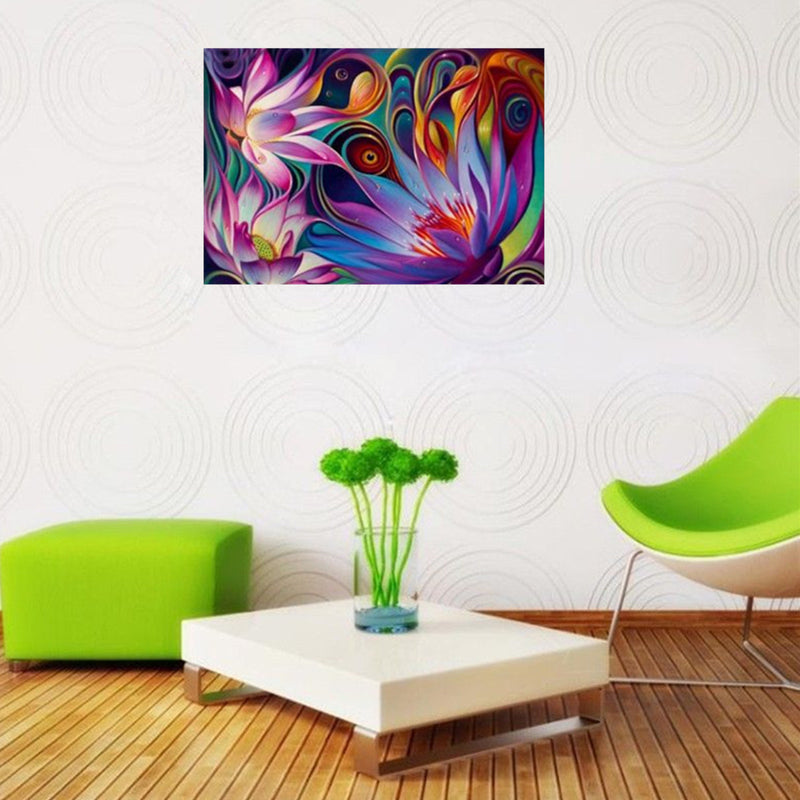 5D Diamond Painting Modern Lotus Art DIY Embroidery Cross Craft Home Decorations Diamond Paintings Tool