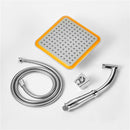 Mrosaa 9 Inch Top Rain Shower Head Square 360 Rotatable Pressurized Top Spray + Conversion rods + Hose + Shower Holder