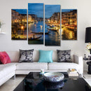 Miico Hand Painted Four Combination Decorative Paintings Night in Venice Wall Art For Home Decoration