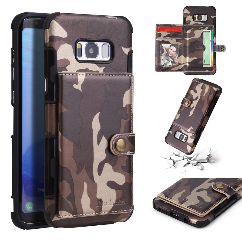 Camouflage Wallet Card Slots Protective Case For Samsung Galaxy S8 Plus