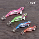 LEO 1pc 10/11/13cm LED Wooden Shrimp Fishing Lure Luminous Squid Jig Hard Bait Fishing Tackle