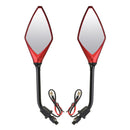 8mm 10mm Pair Motorcycle Rear View Mirrors Side Wind 12V LED Indicator Light Turn Signal