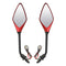 8mm 10mm Pair Motorcycle Rear View Mirrors Side Wind 12V LED Indicator Light Turn Signal