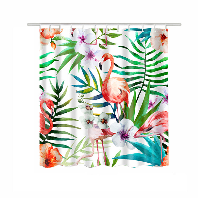 Mrosaa Creative Flamingo Printing Waterproof Shower Curtains Bathroom Retaining Water Hanging Cloth