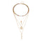Trendy Geometric Key Snake Pendant Chain Necklace Multi-layer Color Rice Beaded Pearl Necklace