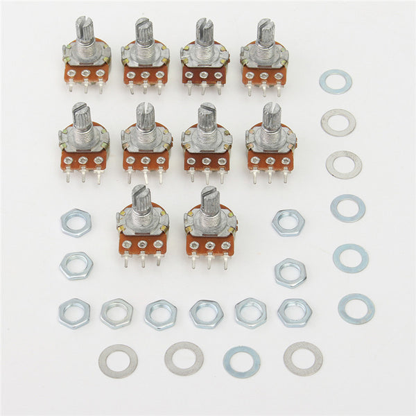 100Pcs WH148 B100K Linear Potentiometer 15mm Shaft With Nuts And Washers Hot