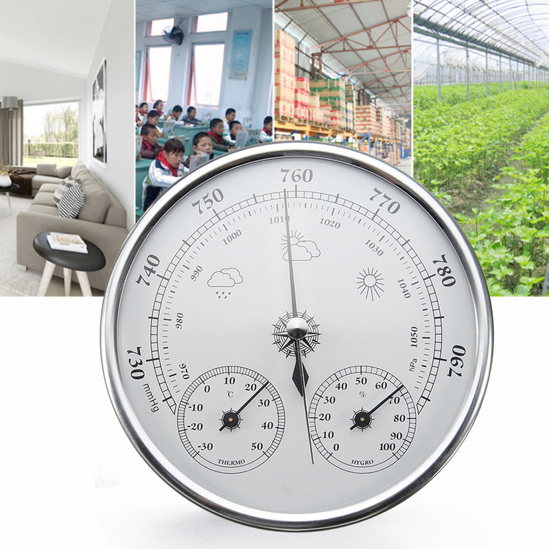 Wall Hanging Weather Forecast Thermometer Hygrometer Air Pressure Meter-30~+50 0~100%Rh 960~1060hPa