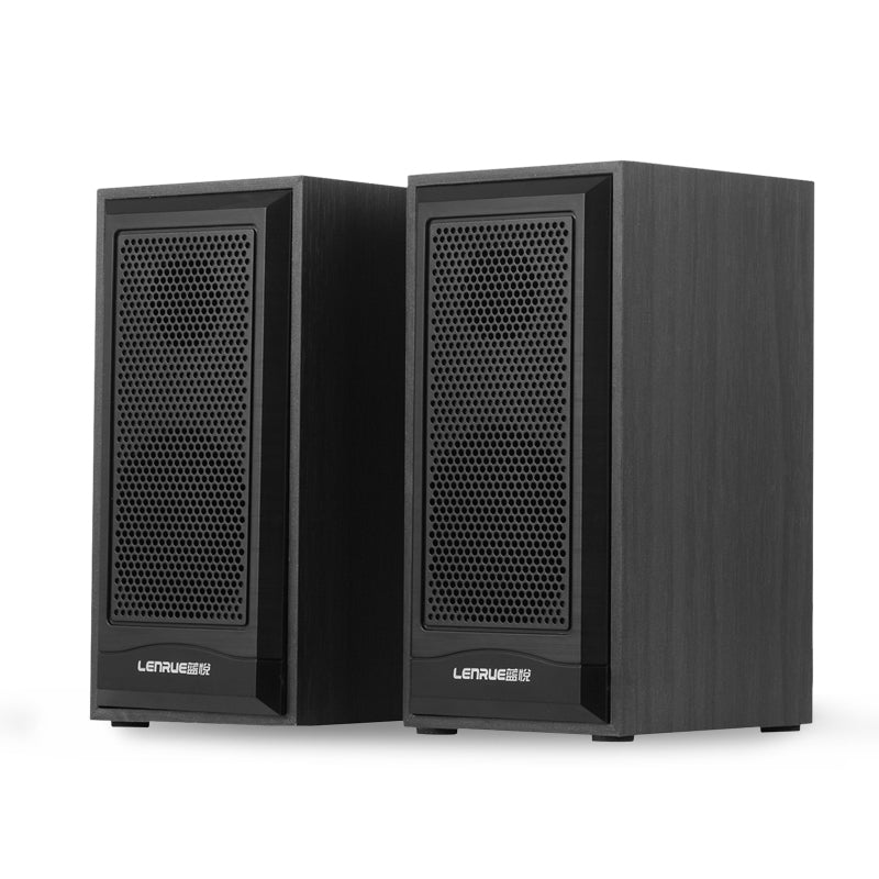 LEnRuE V2200 Wooden Mini Computer Speaker 2.0 Stereo Bass Double Desktop Speakers