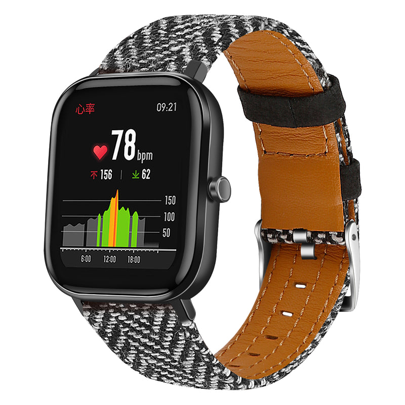 Bakeey 20MM Nylon Canvas Genuine Leather Watch Band For Amazfit GTS