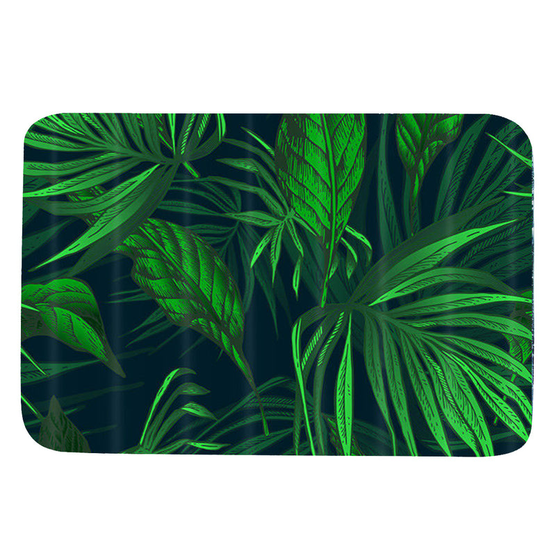 Tropical Plants Waterproof Shower Curtain Fabric With Hooks Ring Polyester Bathroom Rugs Mat