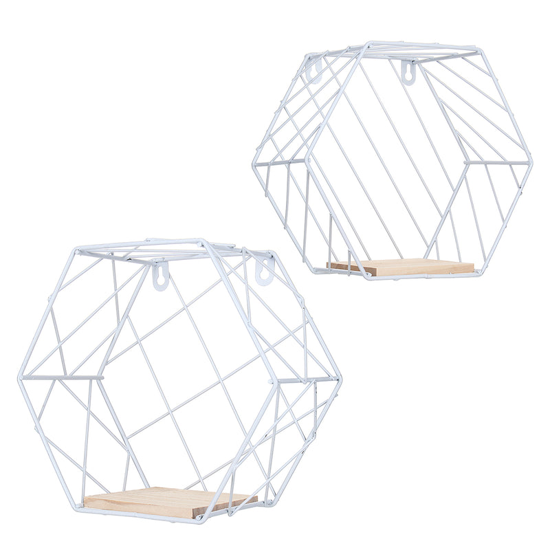 Geometric Iron Craft Wall Book Shelf Rack Storage Industrial Style Home Decorations