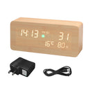 Wooden LED PM2.5 Air Detector Digital Alarm Clock Calendar Temperature Humidity Air Quality Tester