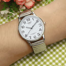 Simple Style Couples Watch Alloy Elastic Band Live Waterproof Men Women Quartz Watch