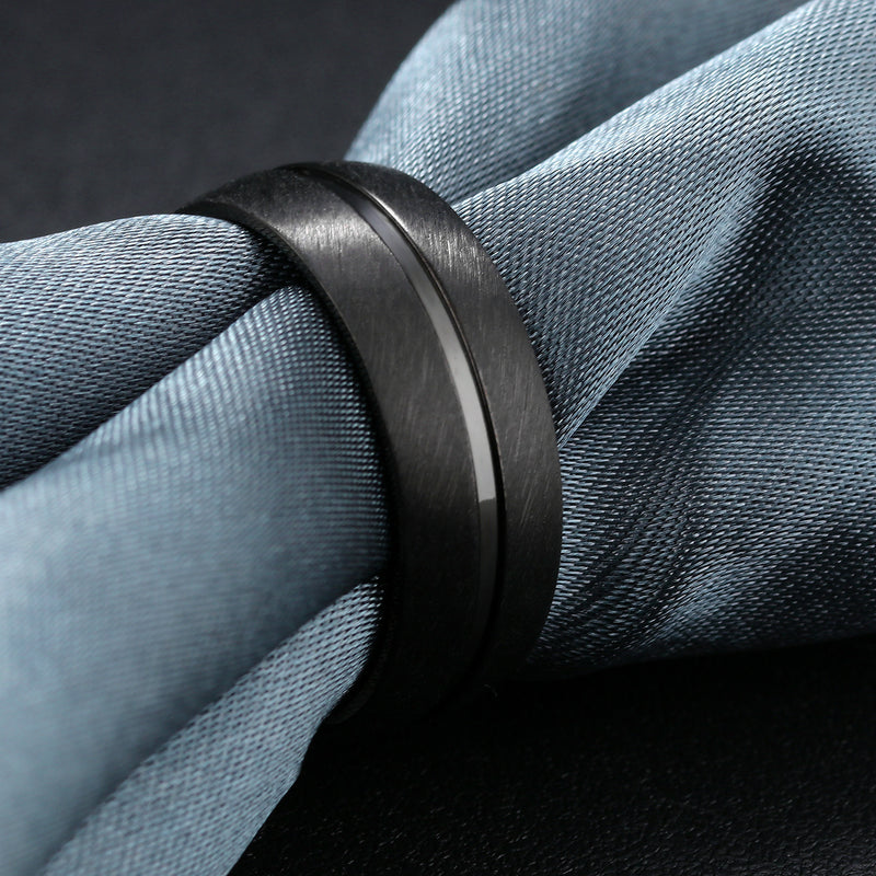 8mm Black Stainless Steel Men Ring Jewelry Clothing Accessories